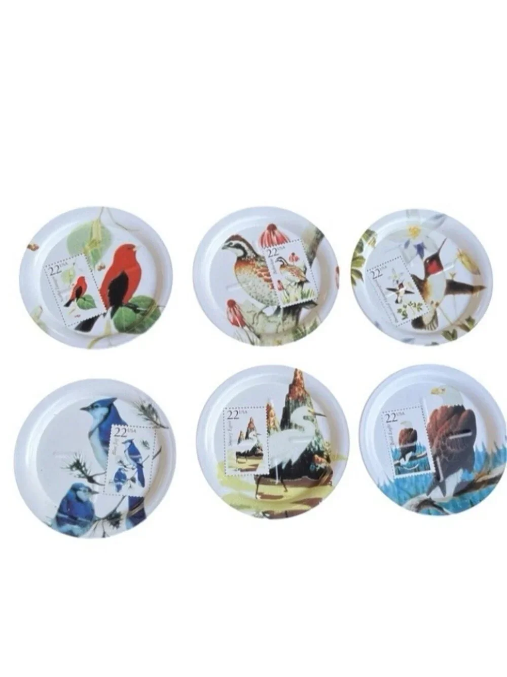 2 Sets Vintage USPS Metal Bird Coasters '87-'99 ? New 6 Coasters Per PK